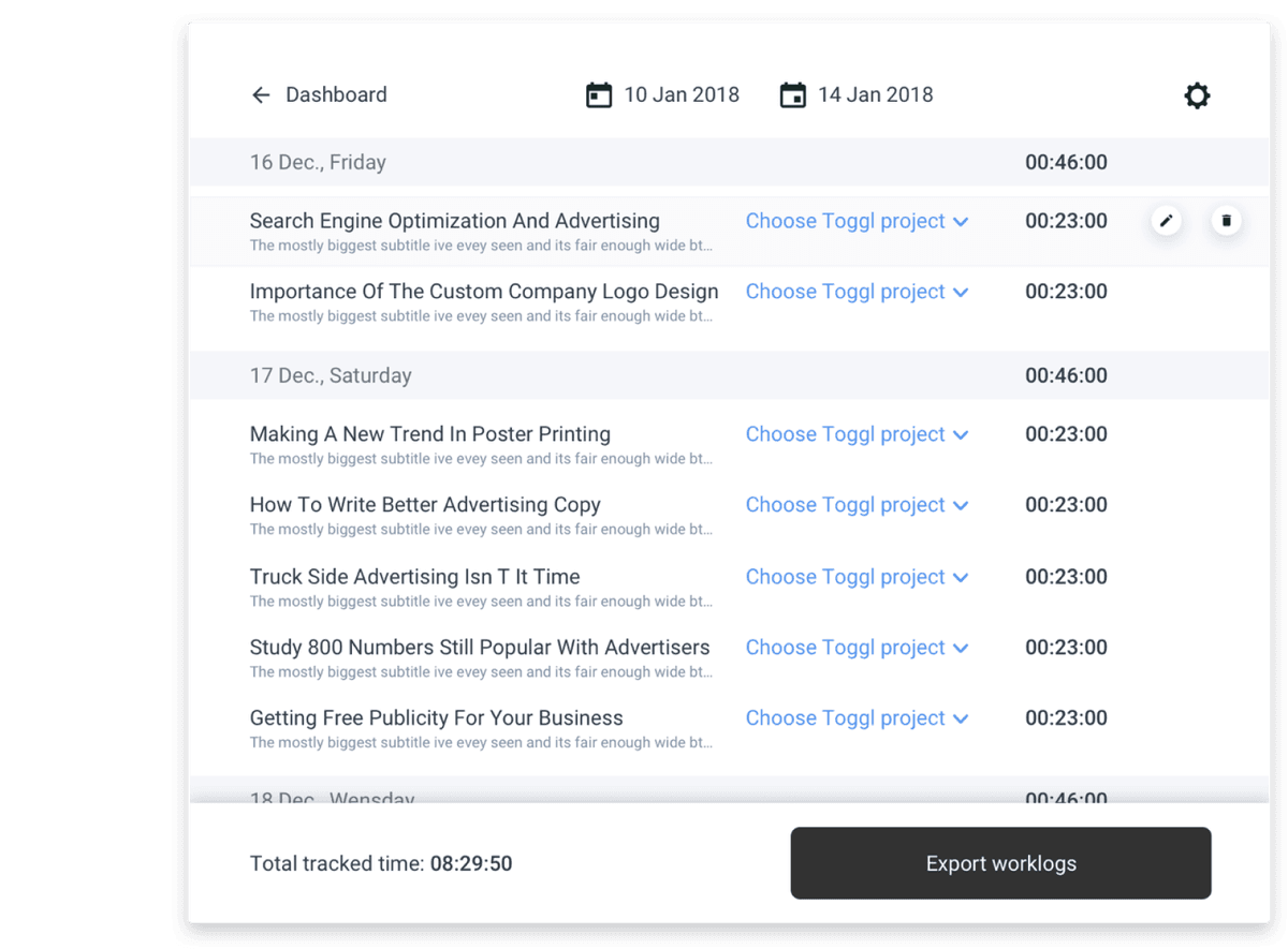 Time Tracking Plugin screenshot